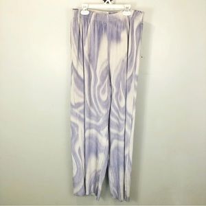ASOS Design Women’s Wide Leg High Waist Ribbed Pants Purple and Cream Size 10